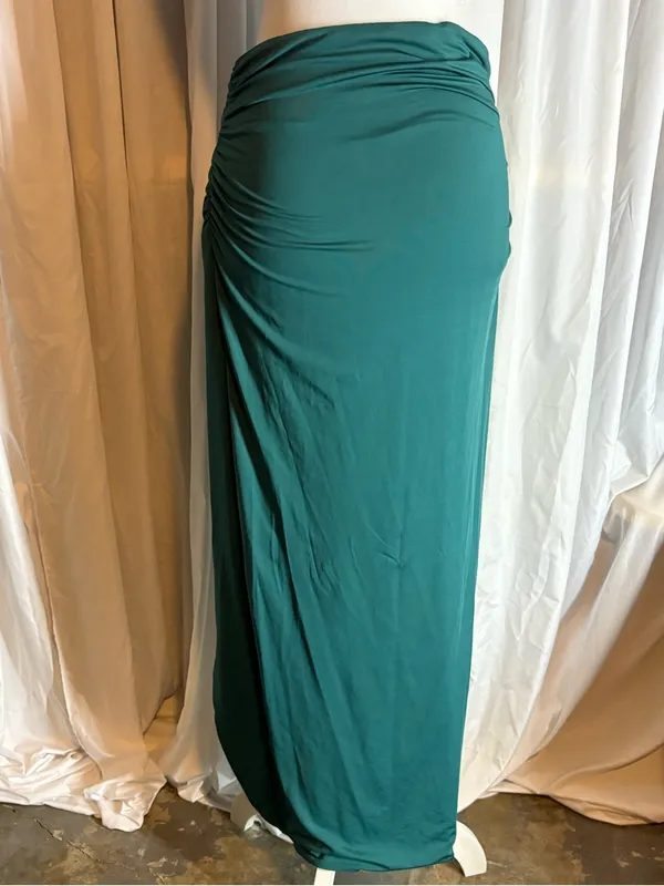 Womens Sarong Emerald Green Thigh High Slit Maxi Skirt Size M - Image 3