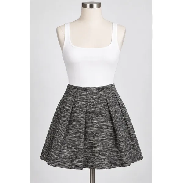 Madewell Pleated Mini Skirt Black White Space Dye Tweed Pockets Chic Size 8 - Image 2