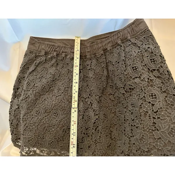 Abercrombie & Fitch Grey Floral Lace Mini Skirt Size S Cotton - Image 8
