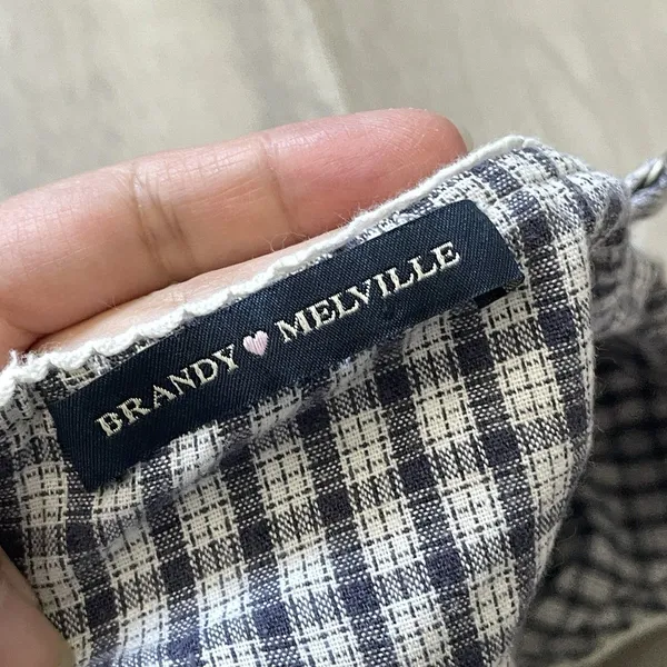 Brandy Melville Tank Top edith cotton plaid crop womens Gray (one size) coquette - Image 2