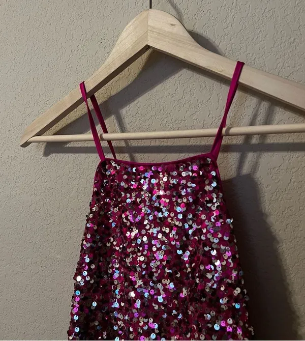 Love & Piece Collection Hot Pink Sequin Halter Crop Top - Image 3