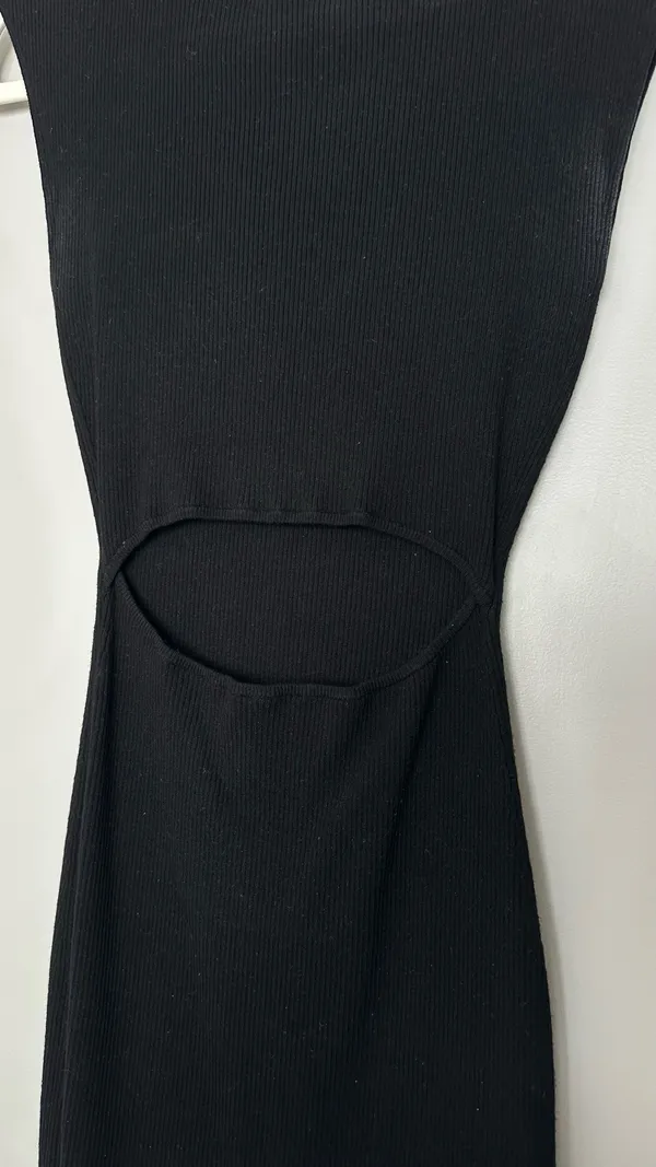 Aritzia Wilfred Free Black Cutout Ribbed Dress - Image 2