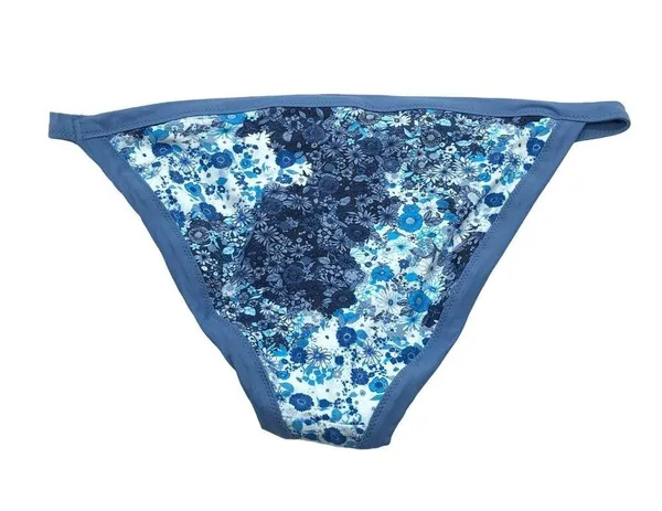 Aerie Swim Womens Bikini Bottom Floral Blue White M - Image 2