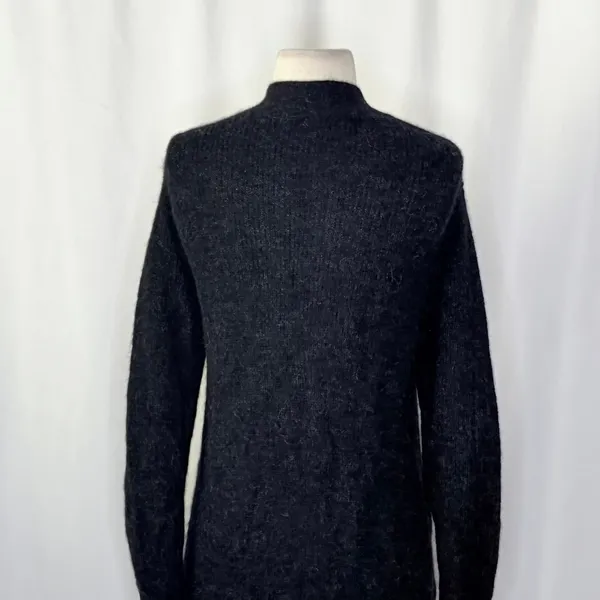 EVERLANE The Oversized Alpaca Cardigan Heathered Black Merino Wool Pockets Small - Image 11