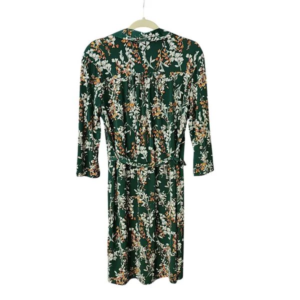 Kaileigh‎ Floral Shirt Dress Women's Green 3/4 Sleeve Belted, XLee-Length - Image 6