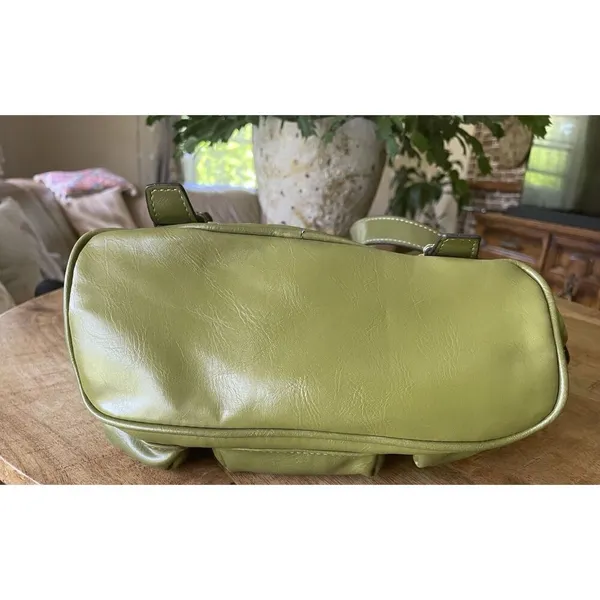 Backpack Mini Women’s Green Simulated Leather Gold Fittings Great Condition - Image 6
