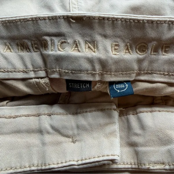 American Eagle Super High Rise Baggy Wide Leg Chino Pants Beige 6 Short - Image 7
