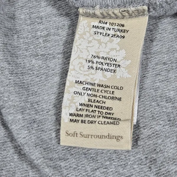 Soft Surroundings Gray Go‎ Lively Bibi Pullover Beaded Long Sleeve Top M 2EA09 - Image 5