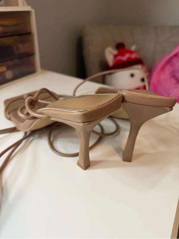 Public desire nude lace up heels - Image 3