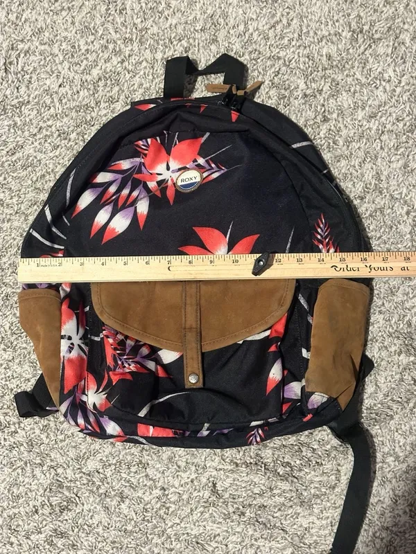 Roxy Carribean Medium 18L Backpack Auburn Savana Floral School Book Bag - Image 4