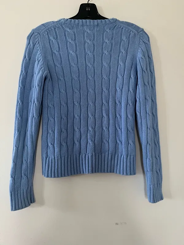 Vineyard Vines Blue Cable Knit Sweater Small Preppy Old Money Quiet Luxury - Image 5