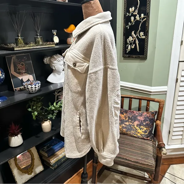 Free People Rugby Oversized Fleece Jacket – Size S - Image 9