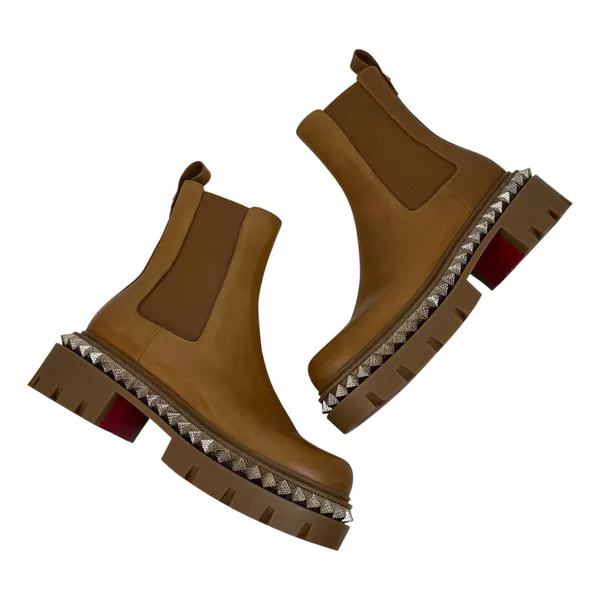 Christian Louboutin Emilia Pyraclou Studded Leather Chelsea Boots Size 37.5 - Image 7