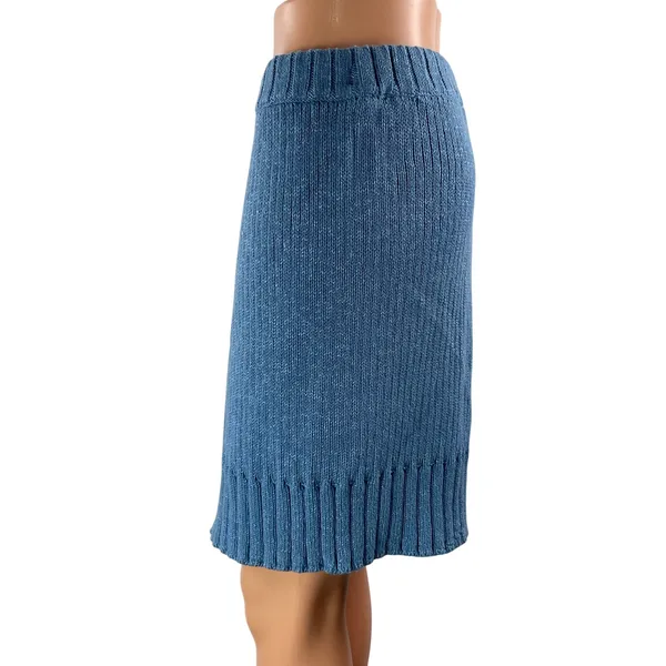 Free People FP Beach Blue Ribbed Knit High Rise Pull On Bermuda Shorts Size M - Image 2