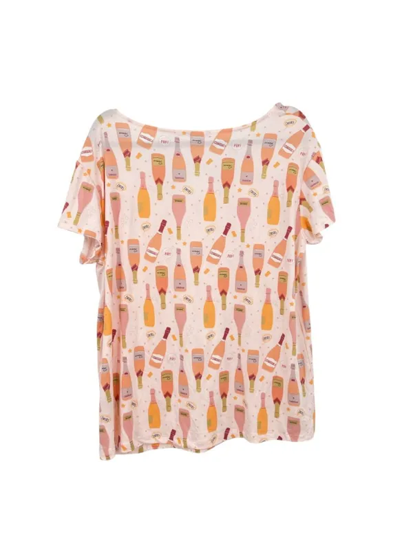 Amanda Blu Champagne Dreams Pink Pajama Set Short-Sleeve Top Shorts Size XL NWT - Image 4