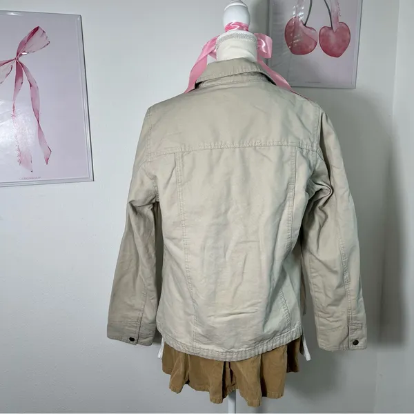 American Vintage Y2K Cream Zip Detroit Jacket Utility Barn Chore Collared‎ Jacket Womens Medium - Image 4
