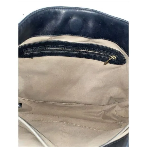 Brahmin Black‎ Leather Handbag Pecan Croc Embossed Trim & Handle 13x9.5" - Image 12
