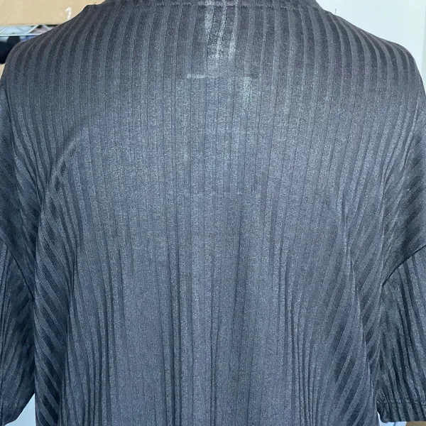 H&M Womens Blouse Sz Medium Black Short Sleeve Gothic Grunge Witchy Vampy Ribbed - Image 6