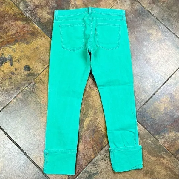 Current/Elliott Green Cuffed Cropped Stretch Jeans 27 - Image 9