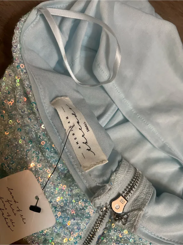 American Threads Aqua Iridescent Sequin Corset Top – NWT Size Small - Image 8