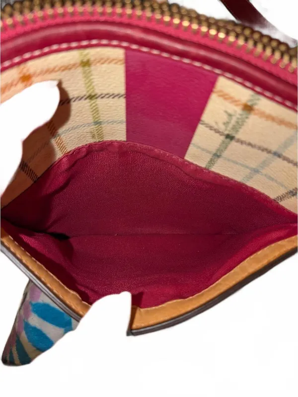 Coach Heritage Plaid Crossbody Bag with Pink Varsity Stripe Trim - Image 9