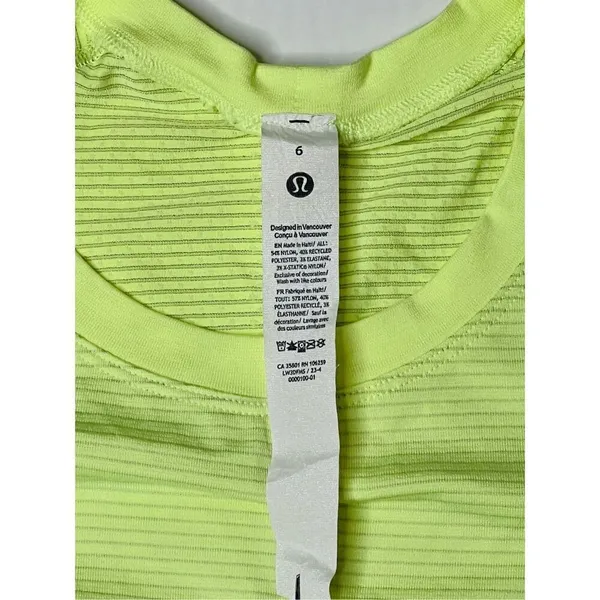 Lululemon‎ W3FEHS Swiftly Tech SS Top 2.0 Race Length Neon Green Activewear XS - Image 5