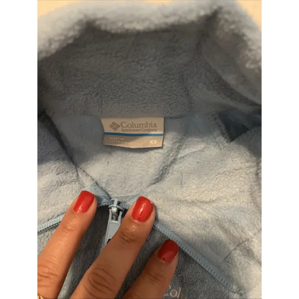Columbia Womens Ocean Blue Fleece Jacket Full Zip Outdoor Hiking Womens Size XS - Image 2
