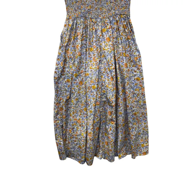 J.Crew Liberty Meadow Song Floral Smocked Cotton Poplin Midi Dress Blue Medium - Image 9