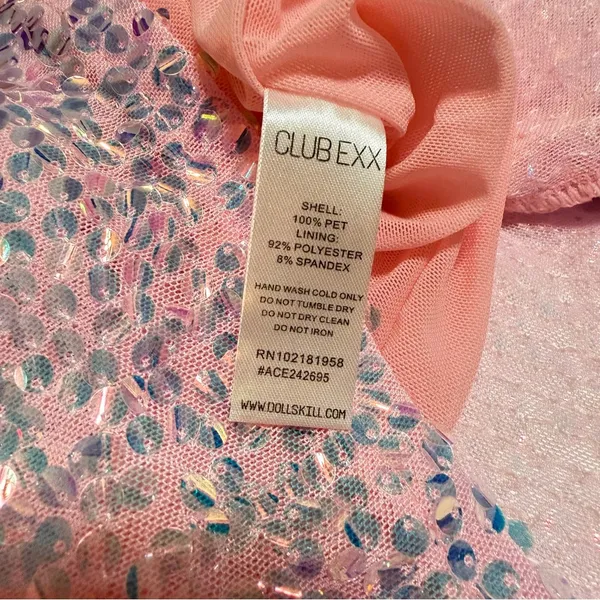 Dolls Kill Club Exx Celestial Gaze sequinned Festival mini dress, pink, M, NWT - Image 11