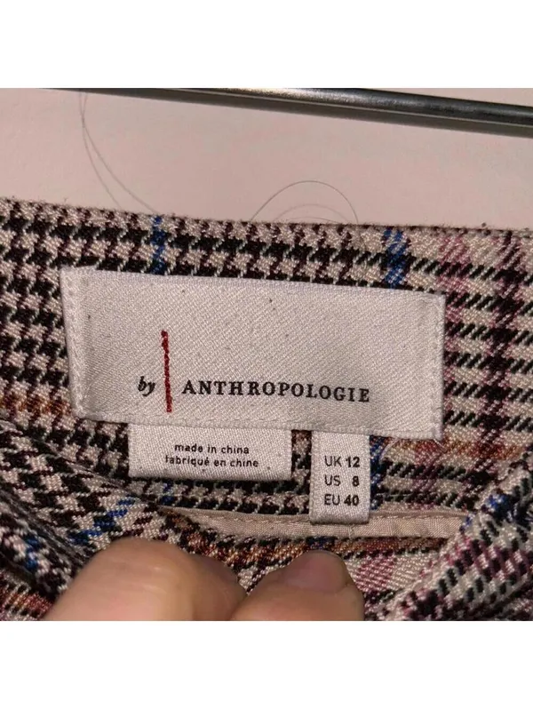 ✅By Anthropologie plaid tartan neutral color career pants trousers light wear - Image 7