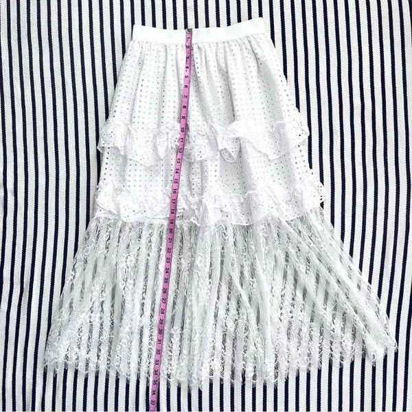 Senlis Lila White Eyelet & Lace Midi Skirt NWOT - Image 8