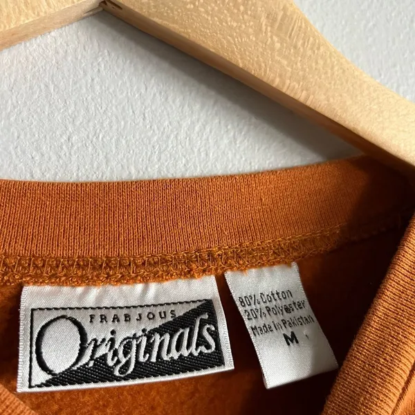 Vintage Frabjous Originals Leaf Appliqué Sweatshirt Rust Orange Sz M 90s - Image 2