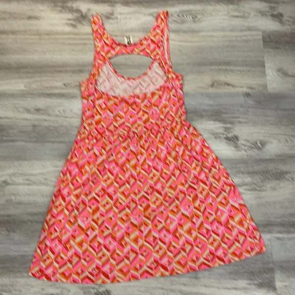 Roxy Orange, Red, White & Pink Abstract Print Cut Out Back Sleeveless Sundress M - Image 5
