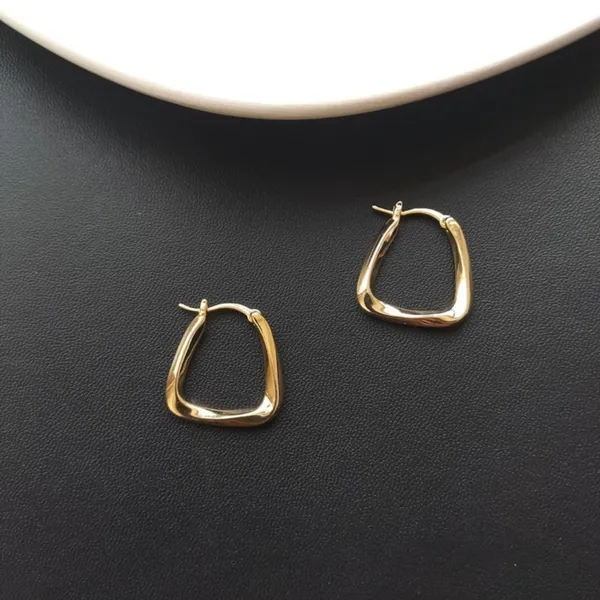 18K Gold Plated Geometric Square Hoop Earrings for Women - Image 2