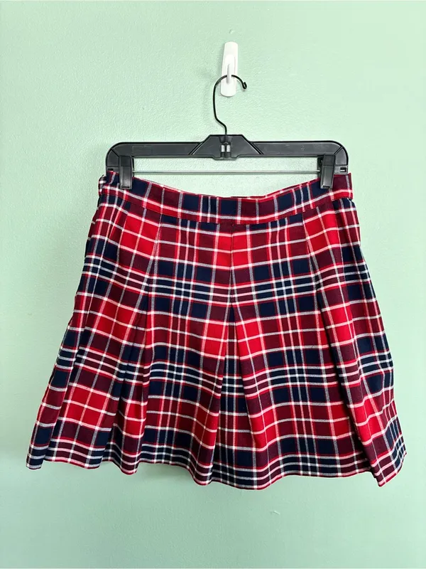 VTG Parker Plaid Tartan Pleated Mini Skirt Made in USA Preppy Dark Academia 32 L - Image 4
