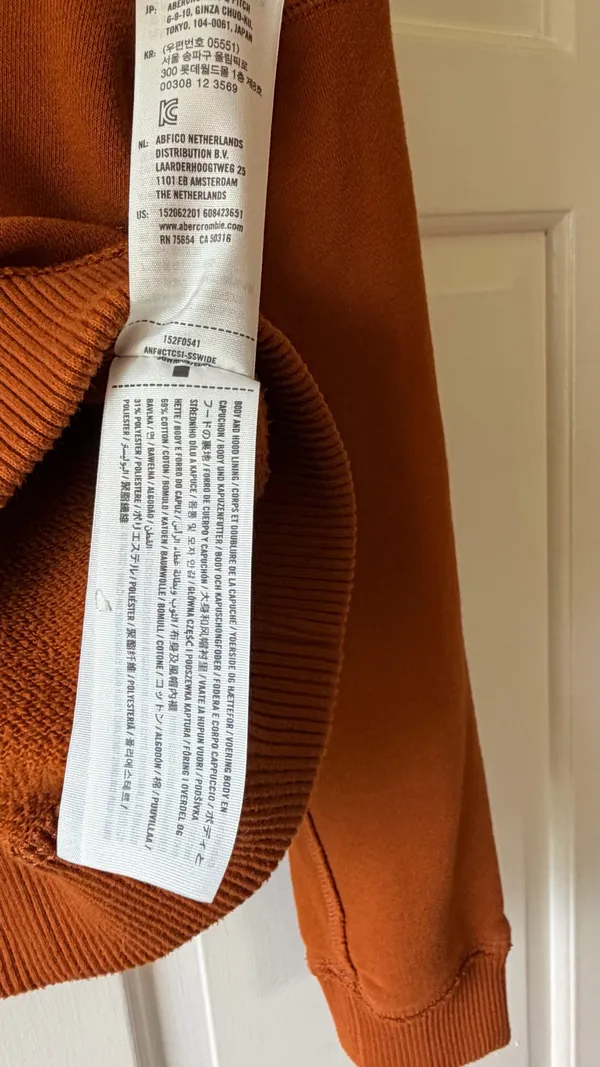 Abercrombie & Fitch Orange Cropped Hoodie Small Varsity Sweatshirt - Image 4