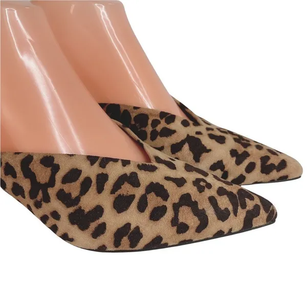 Pointed leopard print retro Low MULE 2” Sz 5.5‎ Brown - Image 2