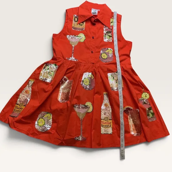 Queen of Sparkles Red Sequin Cocktail Drink Sleeveless Shirt Dress XS - Image 7