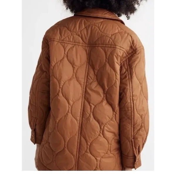 Madewell Air Puff Quilted Shirt Jacket, Warm Coffee Brown Rust, Women's XL - Image 11