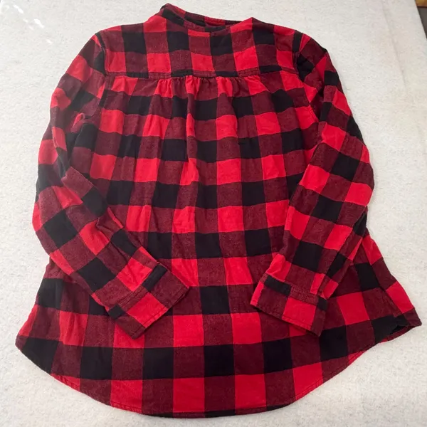 Croft & Barrow Womens Red Black Buffalo Plaid Flannel Shirt Large Long Sleeve - Image 5