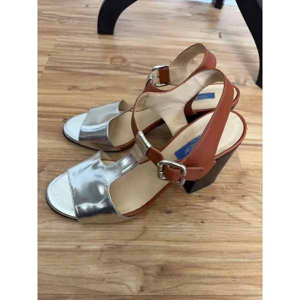 Dee Keller Silver and Brown Strappy Heeled Sandals Size 6.5 - Image 2