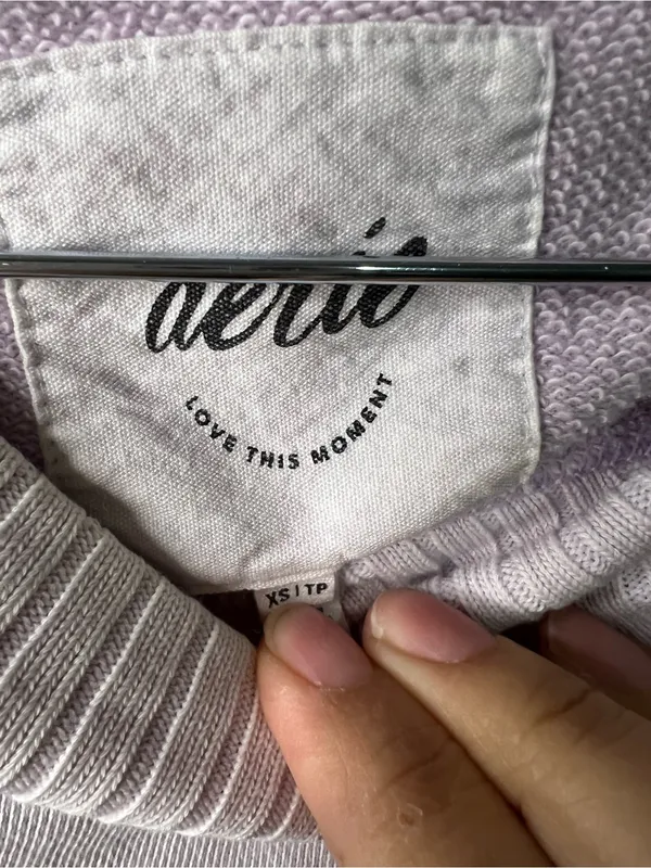 Aerie Down To Earth Cozy Lilac Mock Neck Oversized Sweatshirt Pullover - Image 5