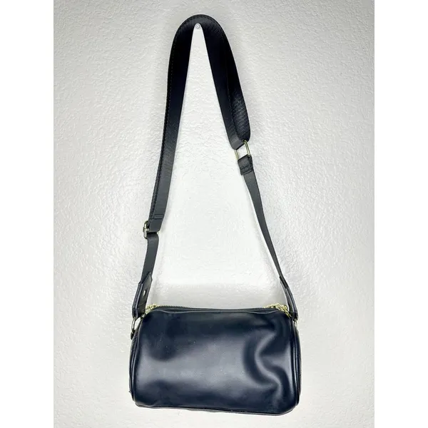 Juicy Couture Crossbody Bag Womens Small Black Faux Leather Chain Logo Barrel - Image 5
