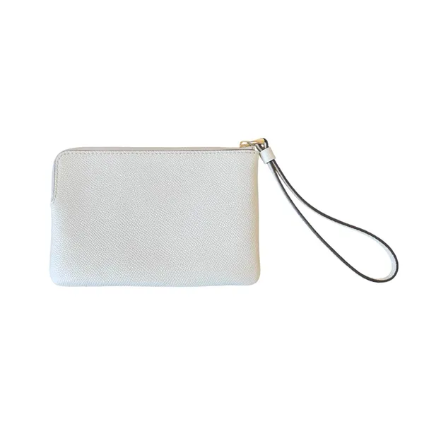 Coach New York Corner Zip Ivory Cream Leather Gold Hardware Pouch Wristlet - Image 3