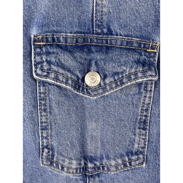 Women's GAP Blue Denim Short Sleeve Mini Dress XL Western Rodeo Prep - Image 3