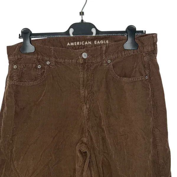 American Eagle Low Rise Skater Jeans Women Brown Corduroy Pants Size 10 Flare‎ - Image 2