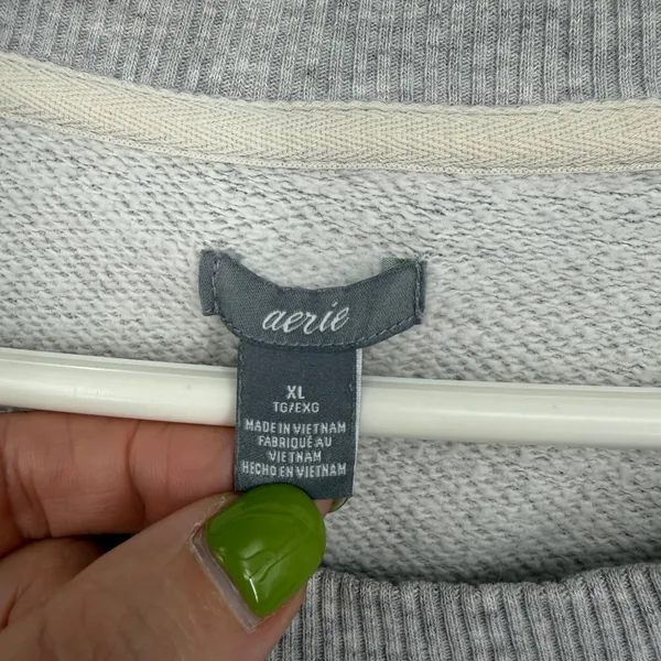 Aerie Sweatshirt Women XL Grey Oversized Raglan Sleeve Pullover Cozy Minimalist - Image 5