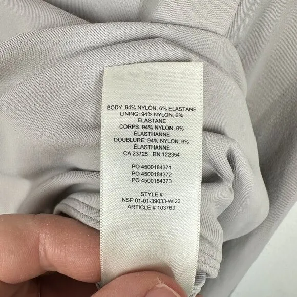 Babaton Light Grey Long Sleeve Bodysuit‎ Form Fitting Slimming Sweetheart - Image 3
