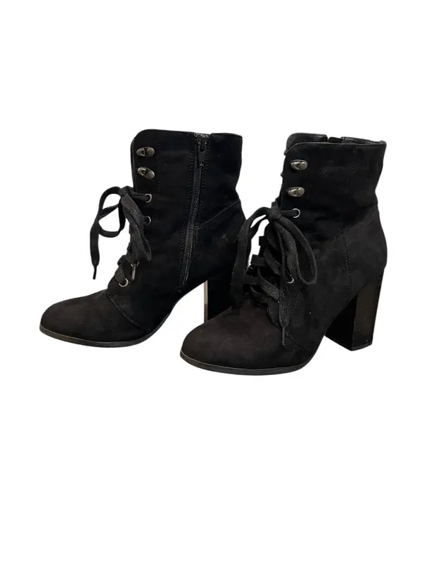 Target Black Lace-Up Block Heel Boots - Image 4