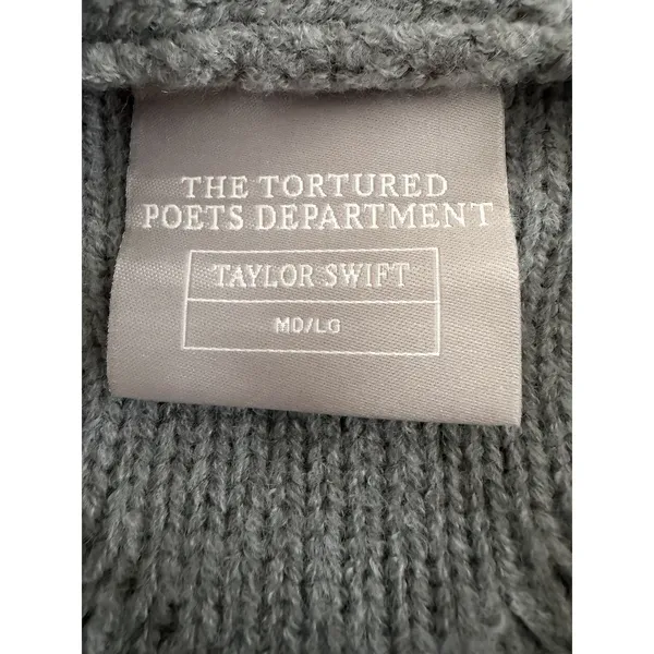 Taylor Swift The Tortured Poets Department Gray Button Down Cardigan Size M/L - Image 12